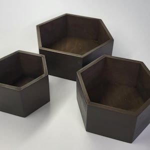 Zeshoekige houten kommen – Set van 3