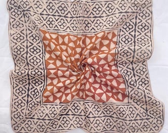 21x21 Inch Cotton Bandana, Block Print Scarf, Handmade Bandana, Boho Hair Scarf, Unisex Fashion Accessory