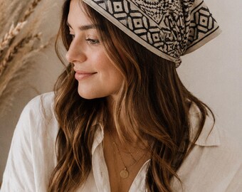 Indian Block Print Bandana | 21x21 Cotton Bandana | Handmade Head Scarf | Boho Neck Scarf | Floral Hair Wrap | Festival Bandana
