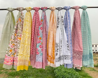Hand Block Print Sarong Mix Lot | Cotton Beach Wraps | Boho Cover Up Bundle