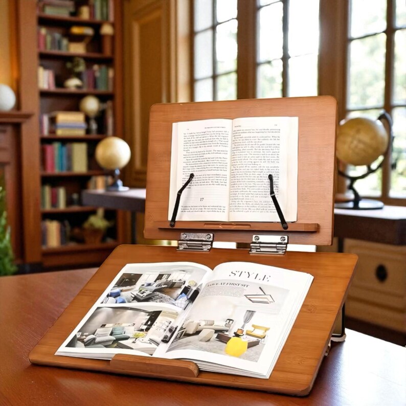 Wooden Reading Stand – Double Layer Book & Writing Stand, Adjustable ...