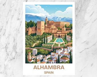 Alhambra Granada Postcard Moorish Palace Landmark Andalusia Travel Souvenir Historic Spanish Architecture Photo Card