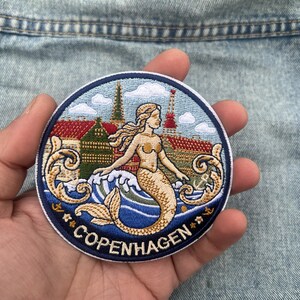 Copenhagen Embroidered Patch Denmark Travel Souvenir Danish Iron On Badge Backpack Jacket Patch Scandinavian Gift