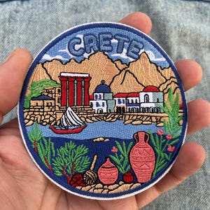 Kreta-Aufnäher, Griechenland-Reisesouvenir, Griechische Insel, Aufnäher zum Aufbügeln, Rucksack-Jacken-Aufnäher, Urlaubsgeschenk