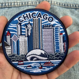 Chicago Embroidered Patch Illinois Travel Souvenir Skyline Iron On Badge Backpack Jacket Patch USA City Gift