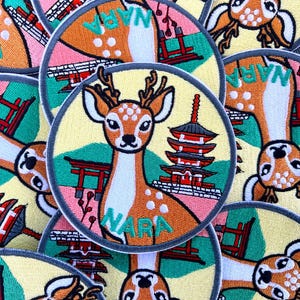 Nara Deer Patch Japan Embroidered Badge Japanese Deer Souvenir Nara Park Gift Cute Travel Iron On Patch