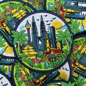Petronas Towers Patch Kuala Lumpur Embroidered Badge Malaysia Landmark Souvenir KL Skyline Gift Iron On Patch