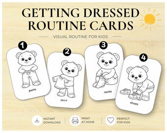 Cartões de Rotina para Vestir-se para Crianças | Cronograma Visual, Manhã para Crianças Pequenas (Download em PDF)