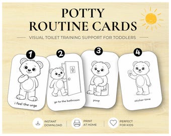 Potty Training Routine Cards | Visual Toddler Toilet Schedule (PDF Download)
