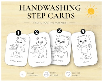 Handwashing Step Cards for Kids | Visual Routine Hygiene Chart (PDF Download)