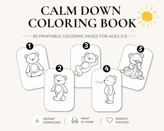 Calm Down Coloring Book for Kids Ages 3-6 | Bear Themed Quiet Time Activities
