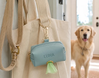 Personalized Dog Walking Bag, Custom Name Poop Bag Holder, Pet Waste Bag Dispenser, Dog Leash Pouch, Puppy Training Gift, Dog Mom Gift