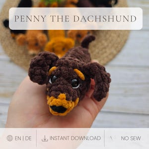 Mini Dachshund Crochet Pattern | No Sew Amigurumi Dog (PDF Download) image 1