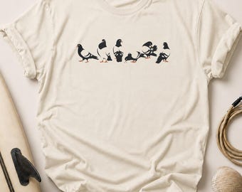 Pigeon Lover T-Shirt | Minimalist Urban Bird Graphic Tee | Animal Art Design