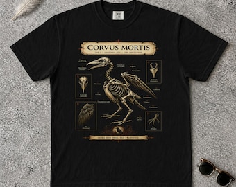 Comfort Colors Corvus Mortis Kråkeskelett T-shirt – Dark Academia Fågelanatomi Gotisk Korp T-shirt