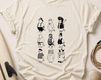 Funny Pigeon T-Shirt, Whimsical Bird Characters, Quirky Animal Apparel