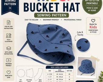 Patrón de costura para sombrero de pescador infantil / Tutorial para sombrero de sol de bebé (Descarga en PDF)