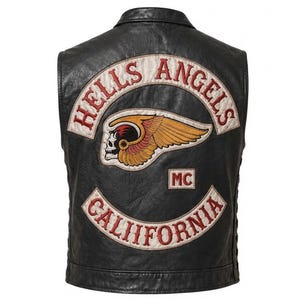 Hells Angels Men's Biker Leather Vest | Handmade Black Motorcycle Riding Vest