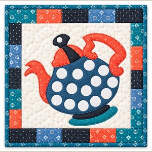 Vintage Tea Kettle Mug Rug Quilt Pattern PDF| Appliqué Tea Time Coaster | Cozy Kitchen Sewing Pattern | PDF Download