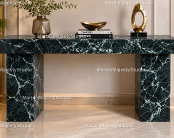 Spider Green Marble Console Table – Luxury Natural Stone Luxury Spider Green Marble Console Table Modern Green Marble Console Table