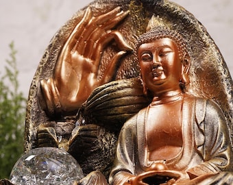 Buddha Indoor Wasserbrunnen - Aum LED Entspannung Dekor, Office Home Meditation Geschenk