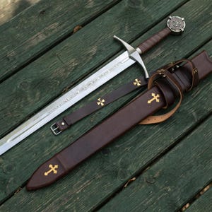 Handcrafted Accolade Templar Sword | Medieval Knight Longsword Replica | Historical Fantasy Collectible | Crusader-Inspired Display Piece.