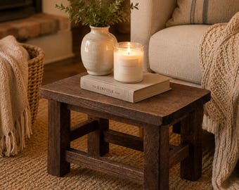 Wooden Step Stool Solid Wood Footstool Rustic Small Stool Shoe Bench Bathroom Kitchen Plant Stand Farmhouse Decor