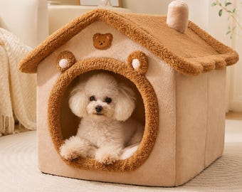 Dog House Bed Washable Pet Cave Bed for Small Dogs and Cats Cozy Plush Indoor Puppy Sleeping House