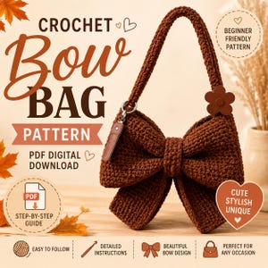 Crochet Bow Bag Pattern | Oversized Bow Handbag PDF (Digital Download)