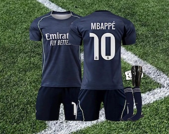 Kylian Mbappe Real Madrid Grey Football Shirt and Shorts Set