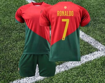 Vintage Cristiano Ronaldo Portugal FC Green/Red Football Shirt and Shorts Set