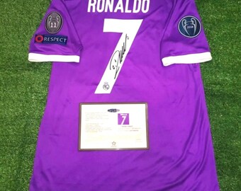 Signed Cristiano Ronaldo Real Madrid Retro Purple Football/Soccer shirt