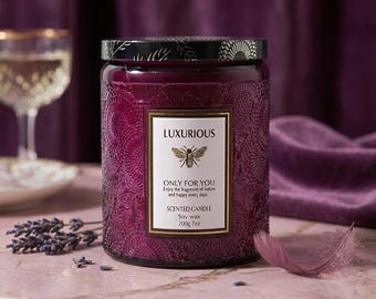 Embossed Figure Soy Candle Jar – Luxury Wax Vessel with Tin Lid – Vintage home decor