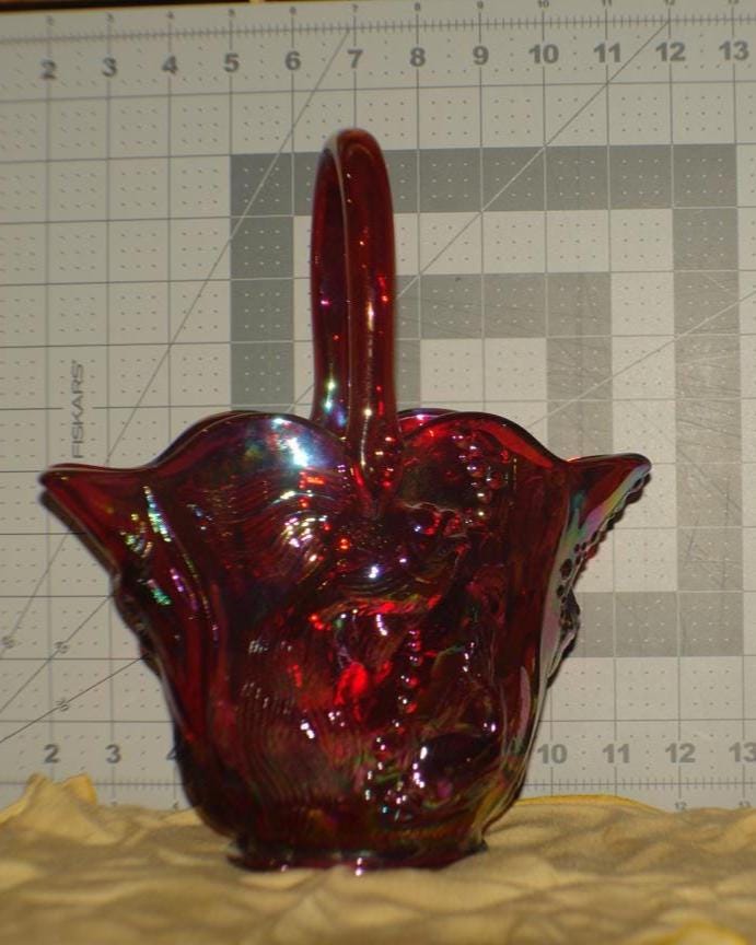 Antique Fenton Glass Red Basket - Etsy