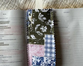 Handmade Patchwork Cotton Bookmark | Floral Gingham Book Lover Gift