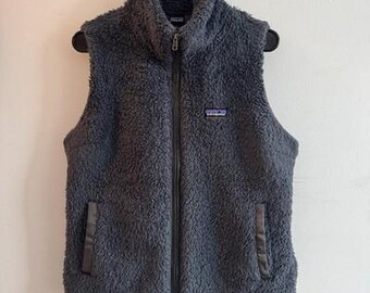 Patagonia Los Gatos Sherpa Fleece Vest High Pile Full Zip Navy Blue Womens L