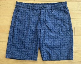 Tommy Bahama Chino Shorts Pineapple Print Stretch 10 Inseam Casual Blue Mens 36
