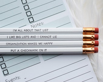 White Mantra Pencil Set: List-Lover Gift