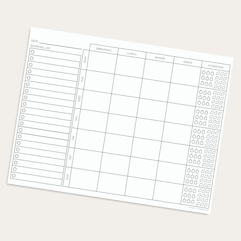 Printable Meal and Hydration Planner image 2