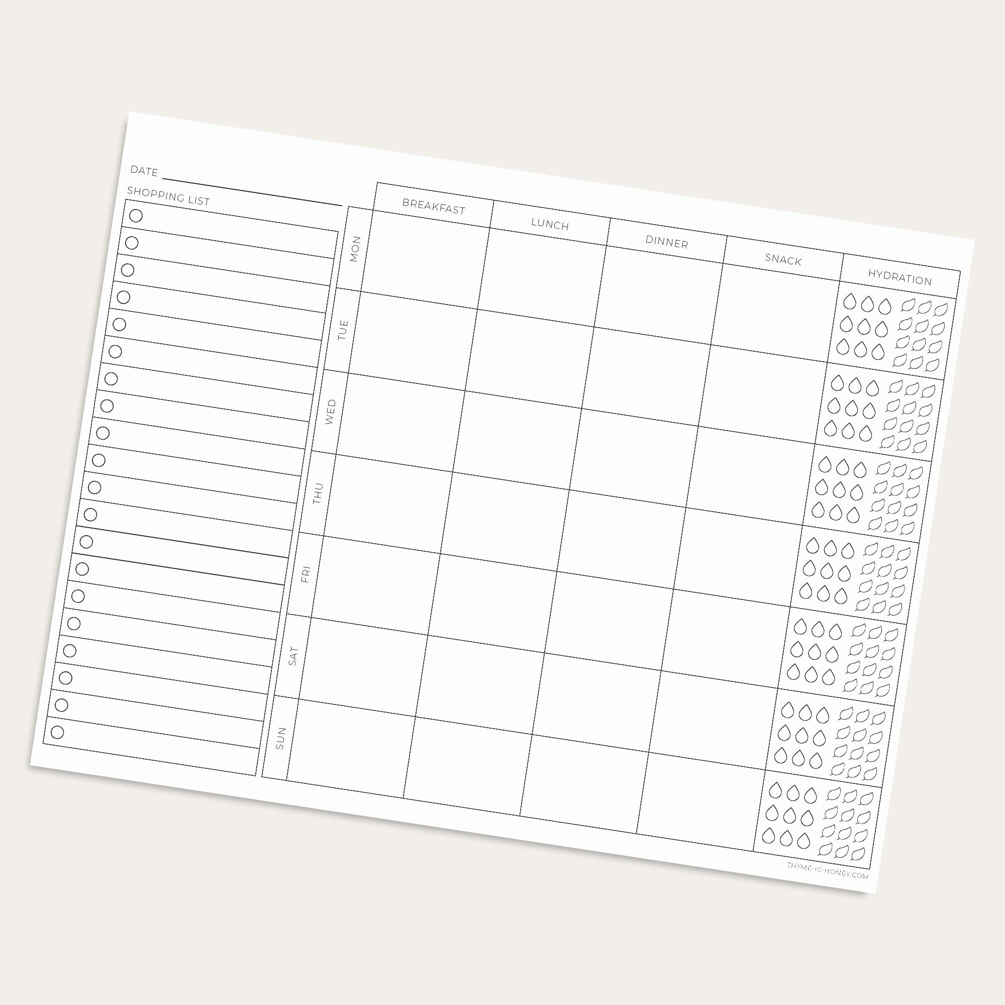 Printable Meal and Hydration Planner - Etsy