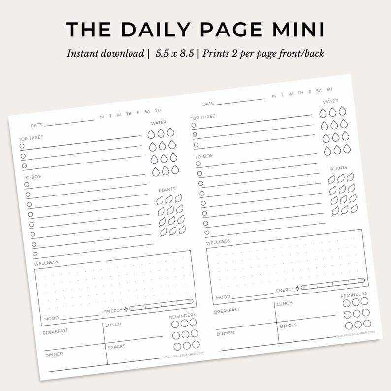 The Daily Page Mini Printable 2 Per Page image 1