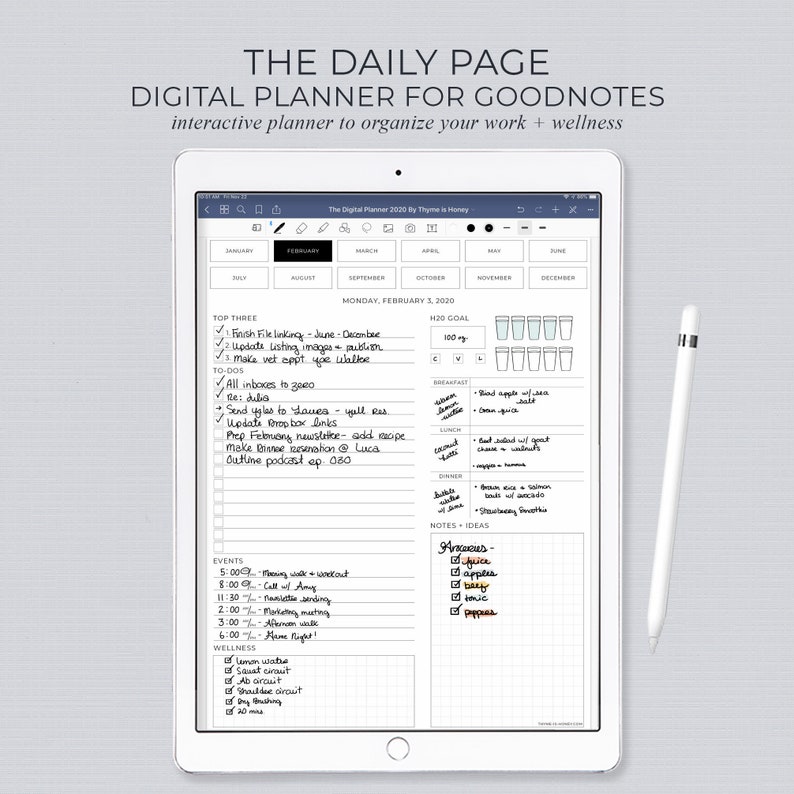 The Digital Daily Page 2020 Planner for Goodnotes by Thyme ...