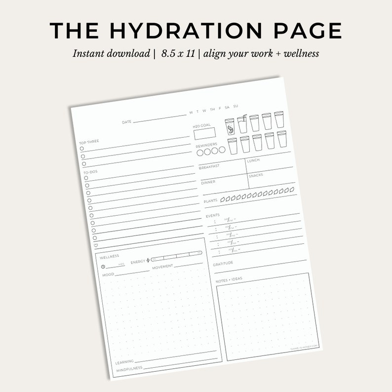 The Hydration Page Printable image 1