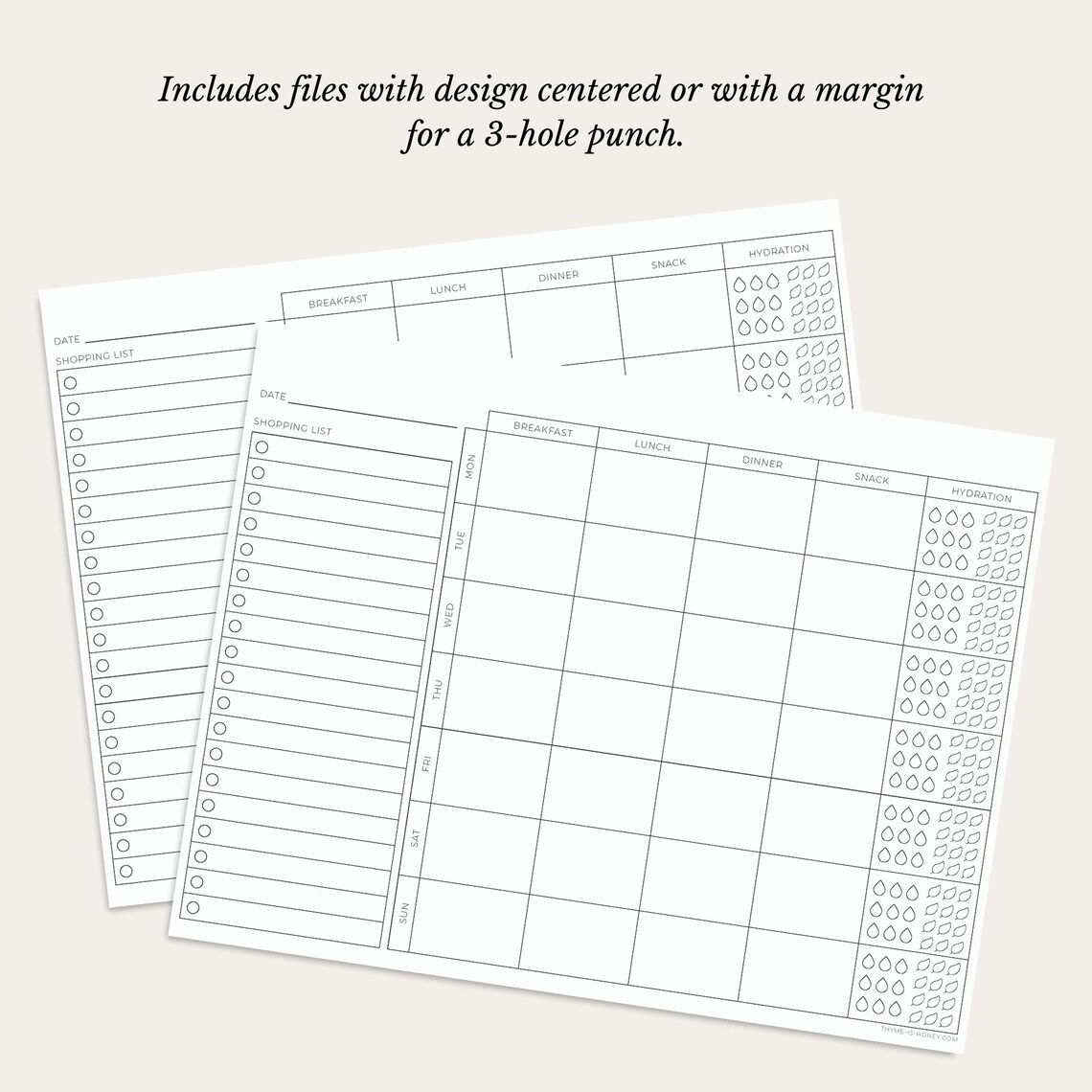 Printable Meal and Hydration Planner - Etsy
