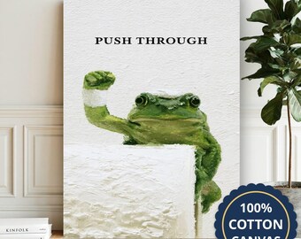 Frog Pushing Through Canvas Wall Art, Large Vertical, Ready To Hang