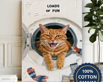 Cat Astronaut Emerging From Spacesuit Canvas Wall Art, Large Vertical, Ready To Hang