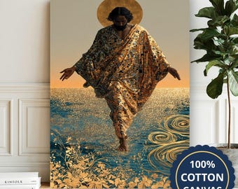 Jesus Walking On Water Canvas Wall Art, Living Room Decor, Housewarming Gift