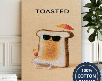 Toasted Bread Wearing Sunglasses Canvas Wall Art, Large Vertical, Housewarming Gift