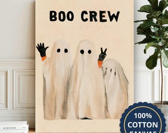 Ghost Family Boo Crew Gathering Canvas Wall Art, Large Vertical, Living Room Decor