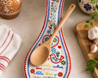 Portugese keramische lepelsteun – Lenço dos Namorados Design – Gemaakt in Portugal – 26 cm